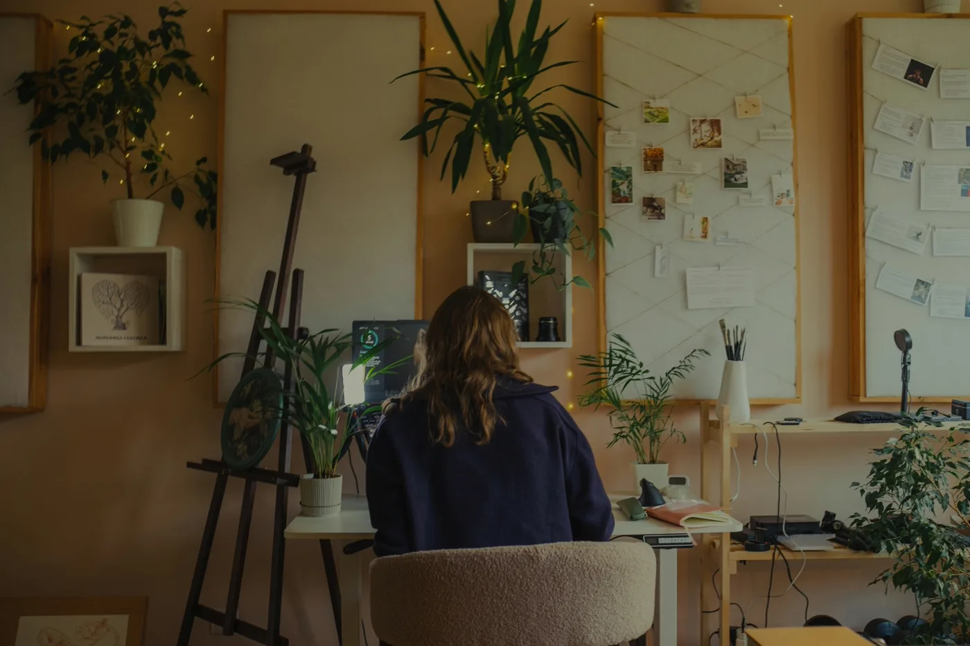 Writer developing a YouTube retention script at a moody desk setup